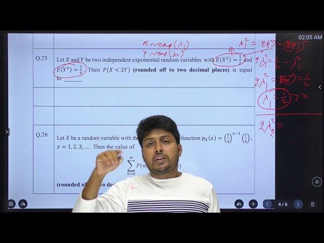 Q20, 25, 26 Solution of GATE Statistics 2022 Paper By Santosh Sir |M 8810409392