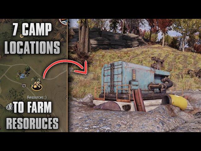 7 CAMP LOCATIONS With RESOURCE EXTRACTORS YOU NEED TO USE - Fallout 76 Resource Farming Locations