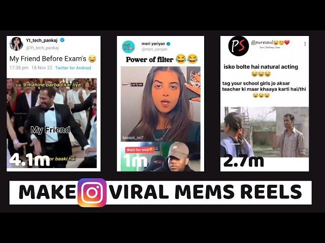 Twitter Memes Reels Kaise Banaye? How To Make Viral Memes Reels Video For Instagram|Fake Tweet Memes