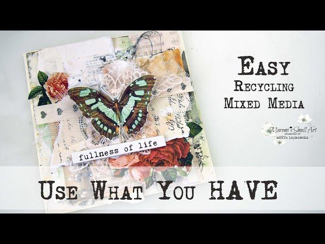 USE WHAT YOU HAVE ! - Leftovers Mixed Media Card ️ Maremi's Small Art