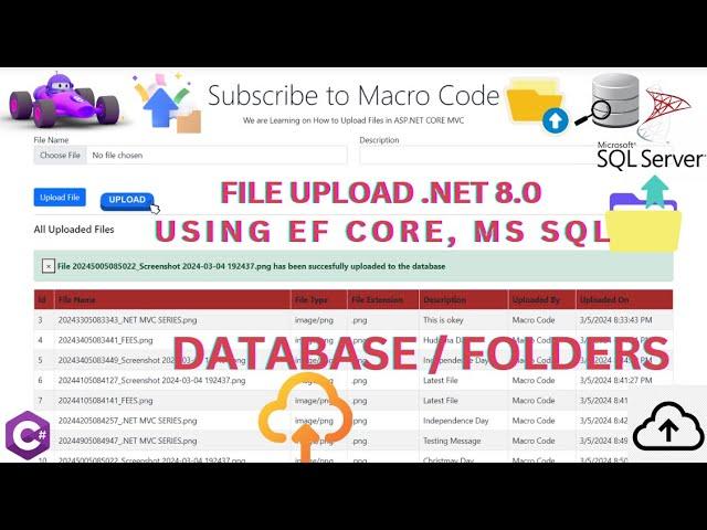 File Upload in ASP.NET Core MVC | | .NET 8.0 File Upload in ASP.NET Core | | File System & Database