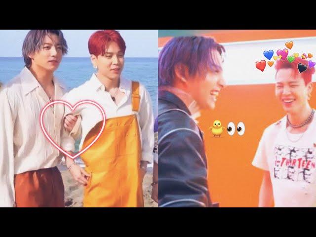 Jungkook holding Jimin's arm  | all new Jikook moments from 'Butter jacket shooting sketch|