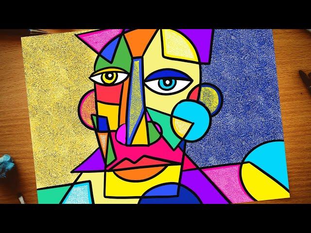 Cubism Picasso inspired portrait | Cubism art lesson for kids | How to draw Cubism face drawing