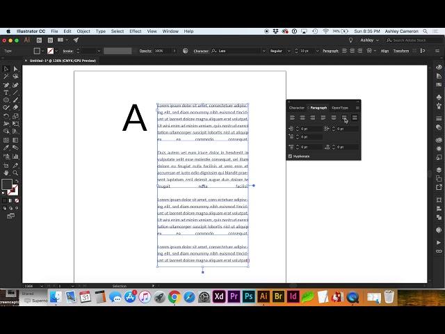 Justify Text in Adobe Illustrator