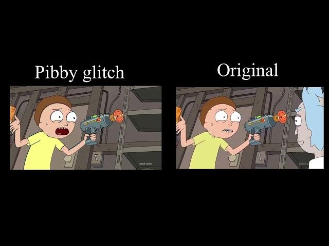 Rick and morty - pibby glitched morty and original episode side by side comparison