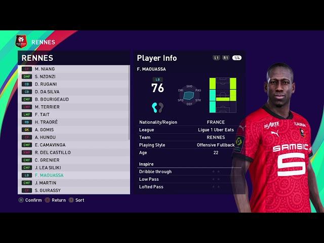 eFootball PES 2021 RENNES Base Copy faces