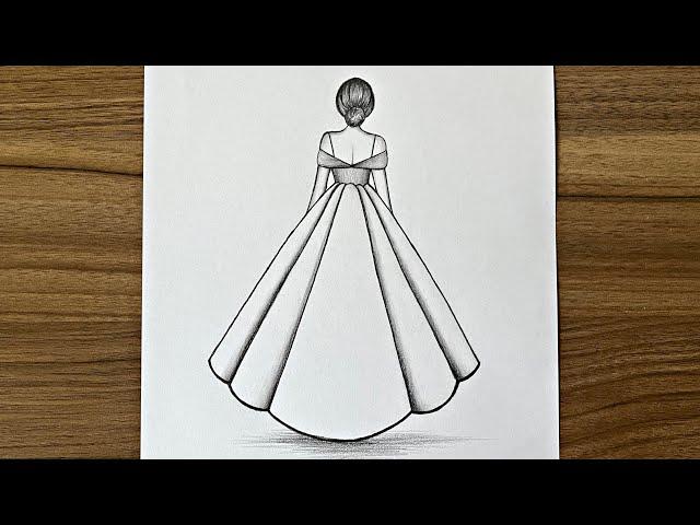 Girl from back side drawing || Easy drawings step by step || How to draw a girl || Drawing for girls