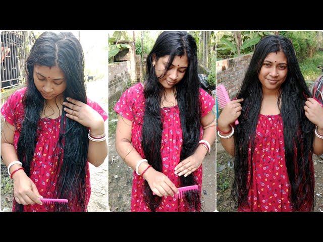 Wet hair combing video || combing video || puja creation 99