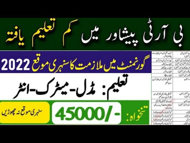 BRT Peshawar Jobs 2022||New job||Latest govt jobs||Government jobs 2022||Govt jobs in pakistan