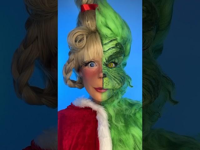 Half The Grinch, Half Cindy Lou Who!️#halfandhalf #thegrinch #cindouwho #thegrinchmakeup