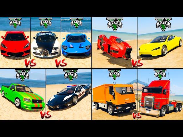 Bugatti Veyron vs Iveco EuroCargo vs Ford Raptor vs Police Lamborghini - GTA 5 Car Mods Compilation