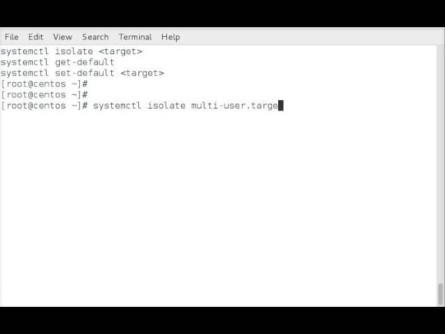 Changing target mode, default target mode, etc. with systemctl on RHEL/CentOS