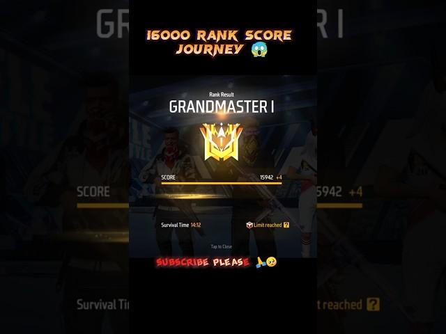 16000 RANK SCORE JOURNEY  #freefire #freefireshorts #grandmaster #shorts #short