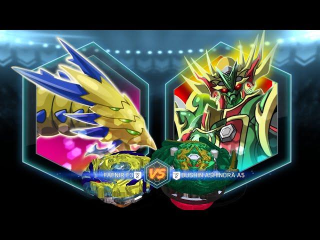 Drain Fafnir F3 Vs Bushin Ashindra A5 Beyblade Burst app #Digital #Beyblade #Fight