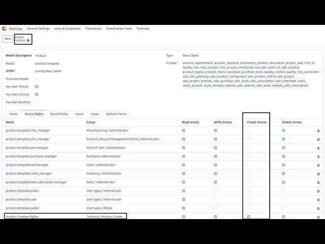 How to set Exclusive Product Create Access Rights in #odoo in minutes
