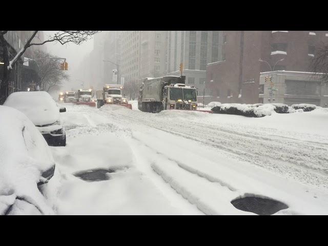 Plowing deep snow in New York City