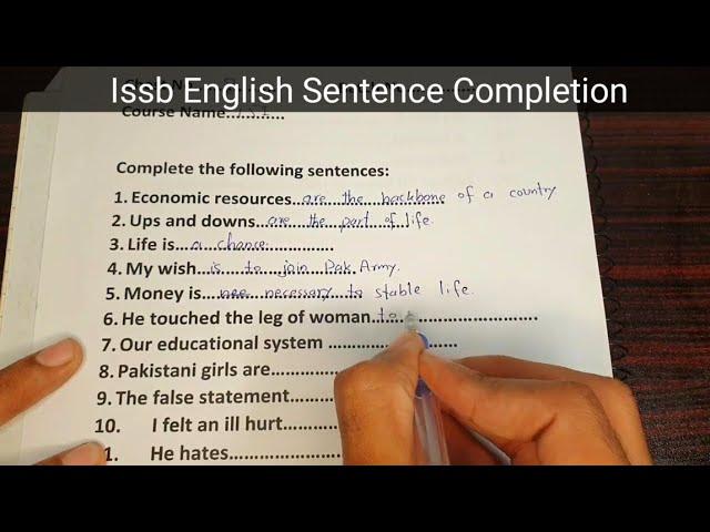 ISSB English Sentence Completion | Issb Test Preparation | ISSB