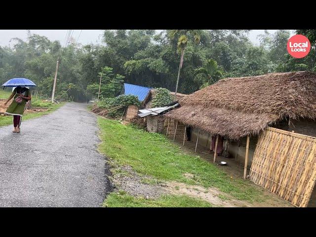 Rainy Day Remote Village Walk Exploring Small Village Houses