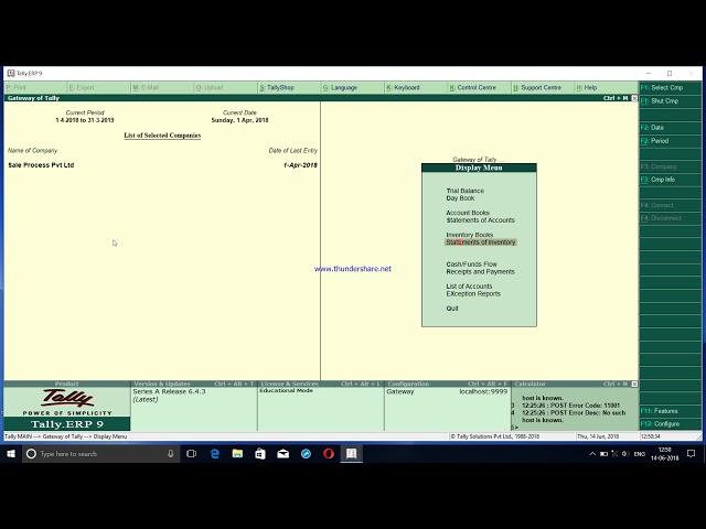 Sale order process in Tally ERP.9 (latest release 6.4.3)