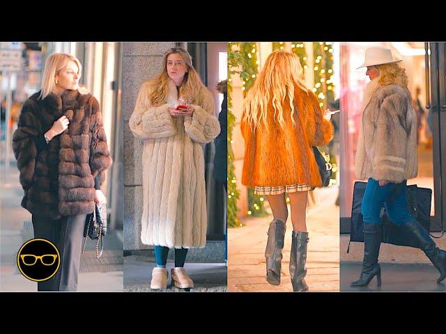 Italian chic November Street Fashion: The Beauty of Women's Fur Coats Fashionistas Evening Vibes