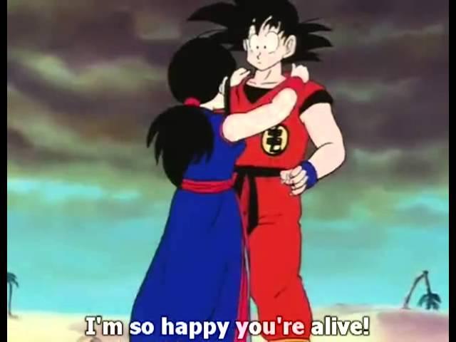 Chi Chi Hugs & Grabs Goku Tightly as Goku Blushes