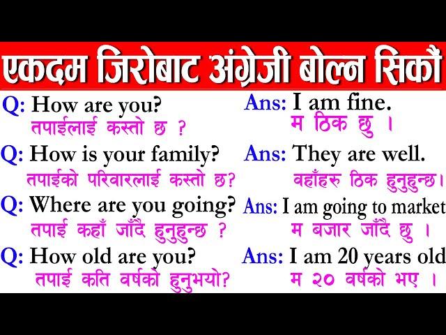 #English सिक्ने सजिलो तरिका || Basic English Speaking for Beginners || English Conversation Nepali