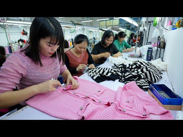 Process of Making a Gorgeous Knitted Dress in China. Skilled Chinese Workers.