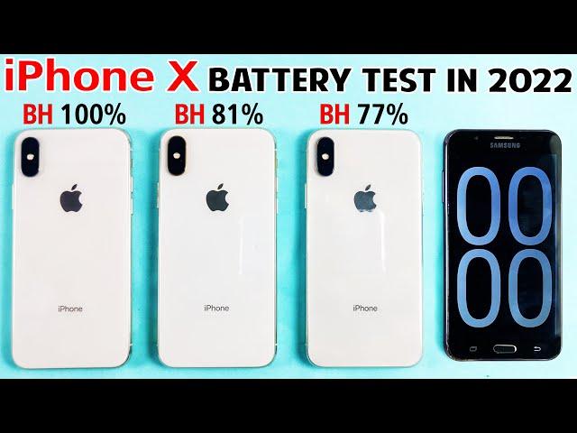 iPhone X Battery Life DRAIN Test 2022 With iOS 15.5 | iPhone X Battery Health 100% | 82% | 77% Test