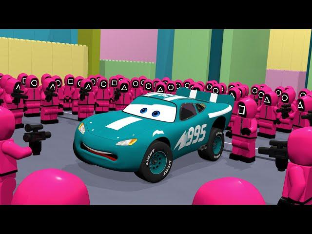 Lightning McQueen Vs Lego Squid Game Pink Soldiers part 1