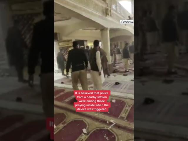 Aftermath of suicide bomb at mosque in Pakistan