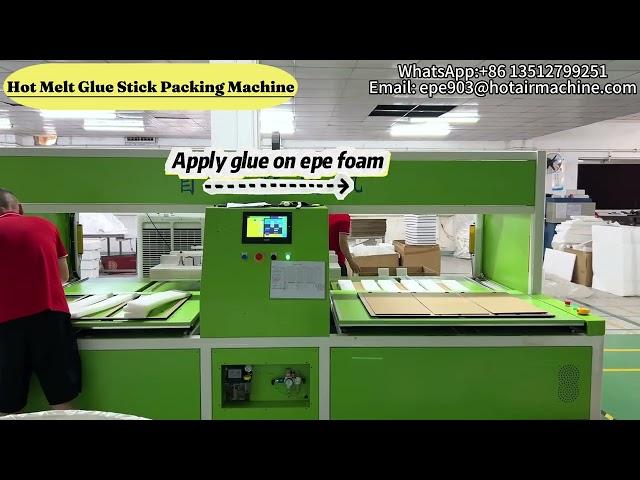 Hot Melt Glue Stick Packing Machine [ Glue EPE Foam to Cardboard ]