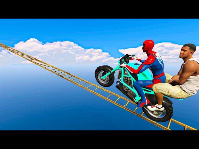 Franklin aur Spider-man ki Stunt Race - GTA 5 impossible parkout challenge