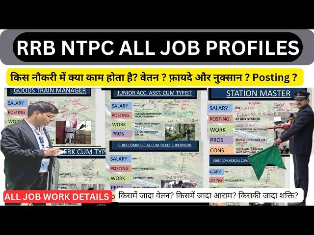 RRB NTPC 2024 CCTS , SM , TM , JAA , Sr. CLERK JOB PROFILES ,SALARY, WORK , POSTING , PROS AND CONS