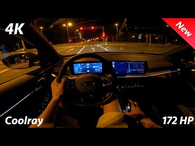 Geely Coolray 2024 Night POV drive Review 4K (1.5 l - 172 HP, 7-DCT), Consumption, 0-100