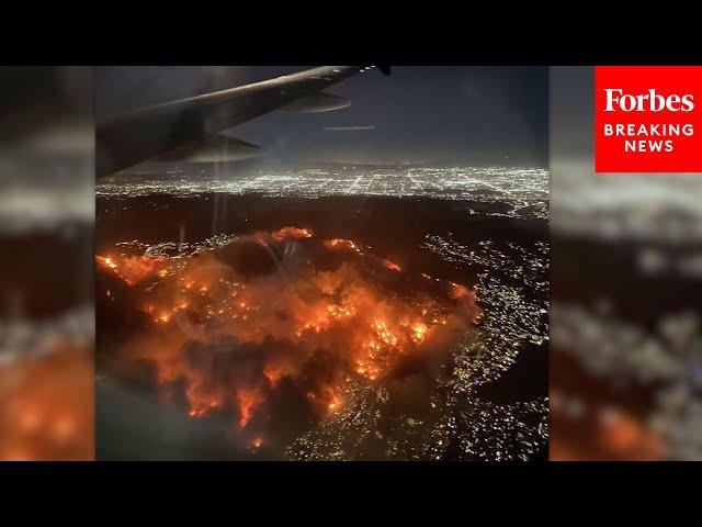 Passenger On Plane Captures Aerial Footage Of Los Angeles Wildfires