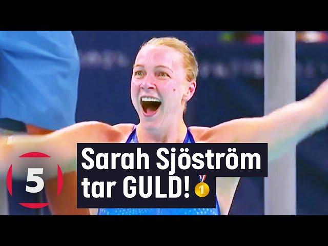 Sarah Sjöström in tears after winning GOLD in 100 meter freestyle at Paris Olympics 2024 | Kanal 5