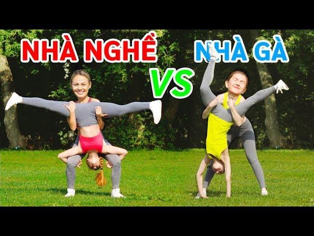 THỬ THÁCH NHÀO LỘN BẤT KHẢ THI! Đội NHÀ NGHỀ vs đội NHÀ GÀ Quay bánh xe bí ẩn || Thủ thuật thể