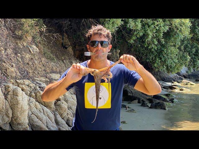 How to Catch an OCTOPUS with a Fork - How to fish from the shore with a Fork