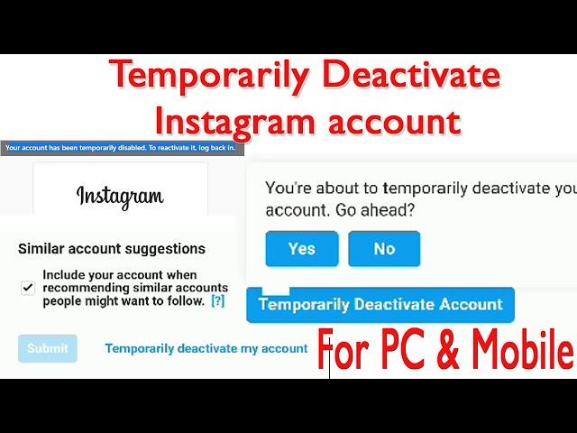 How to deactivate instagram account temporarily. For PC and Mobile Both, NEW UPDATED TRICK