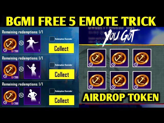 BGMI FREE 5 EMOTE TRICK | HOW TO GET UNLIMITED AIR DROP TOKEN IN BGMI | AIR DROP NEW EVENT