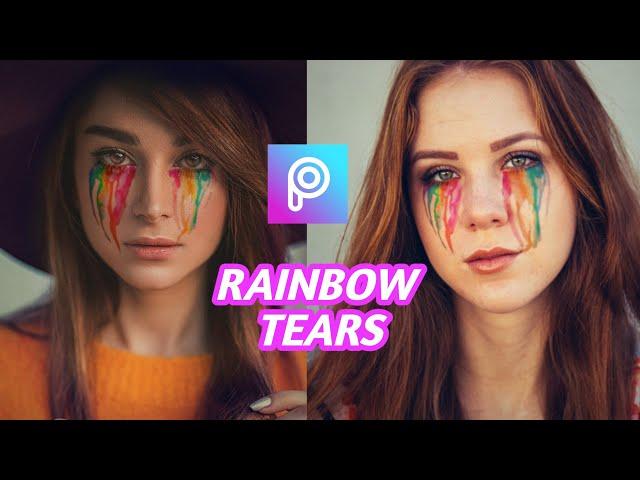 How to create rainbow tears effect in Picsart | Picsart editing tutorial