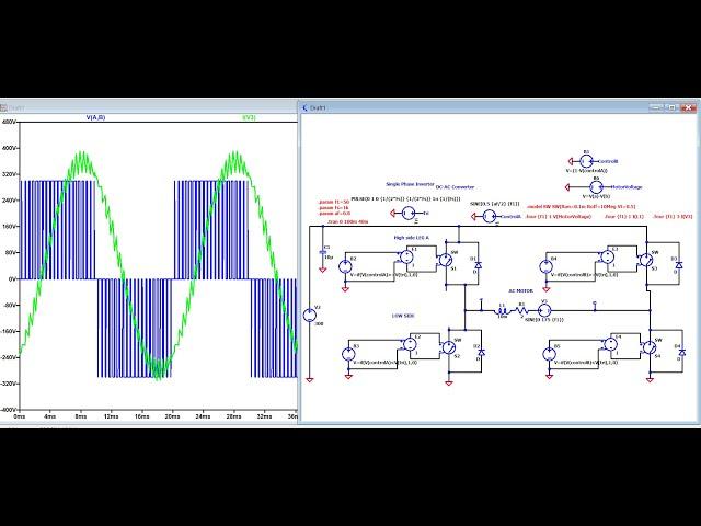 LTSPICE Single Phase Inverter (Simulation,FFT,Harmonics) for AC Motors