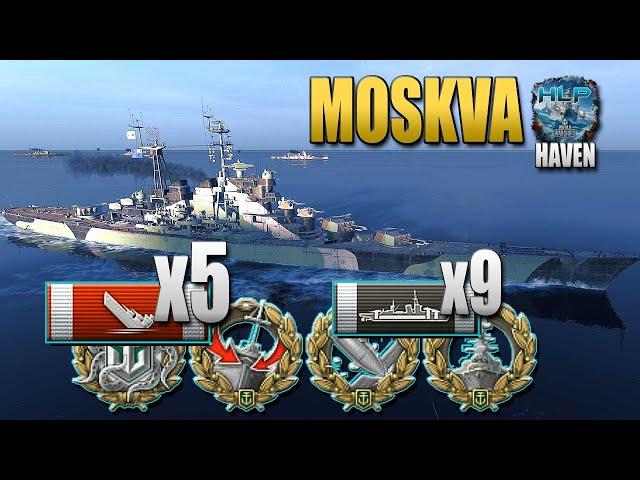 Cruiser Moskva on map Haven, 258k damage - World of Warships