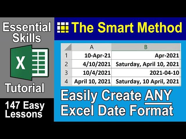 4-1: Change Date Format in Excel (Apr-10-21, 04/10/21, 10/4/21 etc)