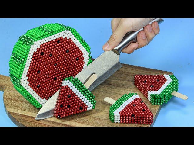 Delicious WATERMELON ICE CREAM from Magnetic Balls | Stop Motion Cooking & ASMR Satisfying