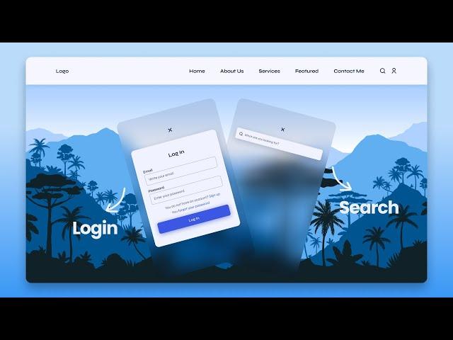 Responsive Navbar Using HTML CSS & JavaScript | With Search & Login