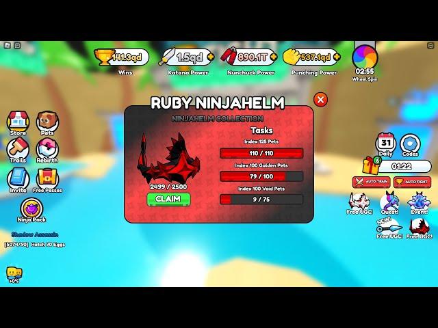 How To Get RUBY NINJA HELM [UGC LIMITED] in Ninja Fighting Simulator