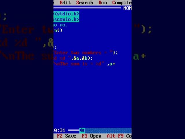 Add two no program in c language | turbo cpp | BCA 1 semester | c programing