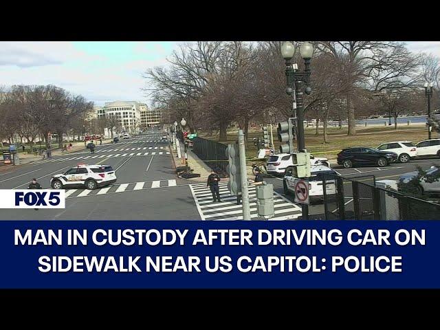 Man in custody after driving car on sidewalk near US Capitol: police