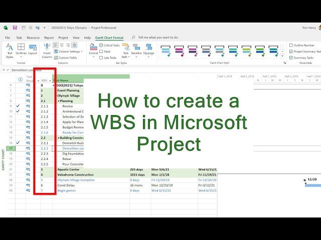 How to build a WBS in Microsoft Project